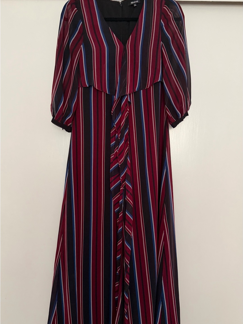 Madewell Burgundy Striped dress with Blue and White Accents